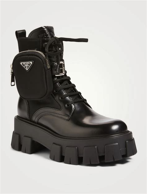 leather combat boots prada|prada combat boots with pouches.